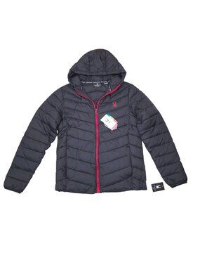 Spyder Mens Small Quilted Packable Puffer Jacket Coat Hood Water Wind Resistant